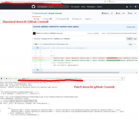 Git Hub Patch Ansicht